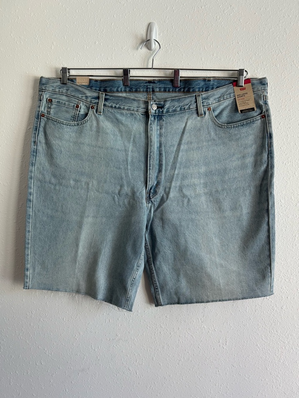 Levi's 469 Denim Shorts Big Men's Size 52 Blue Loose Fit Cotton Raw Hem